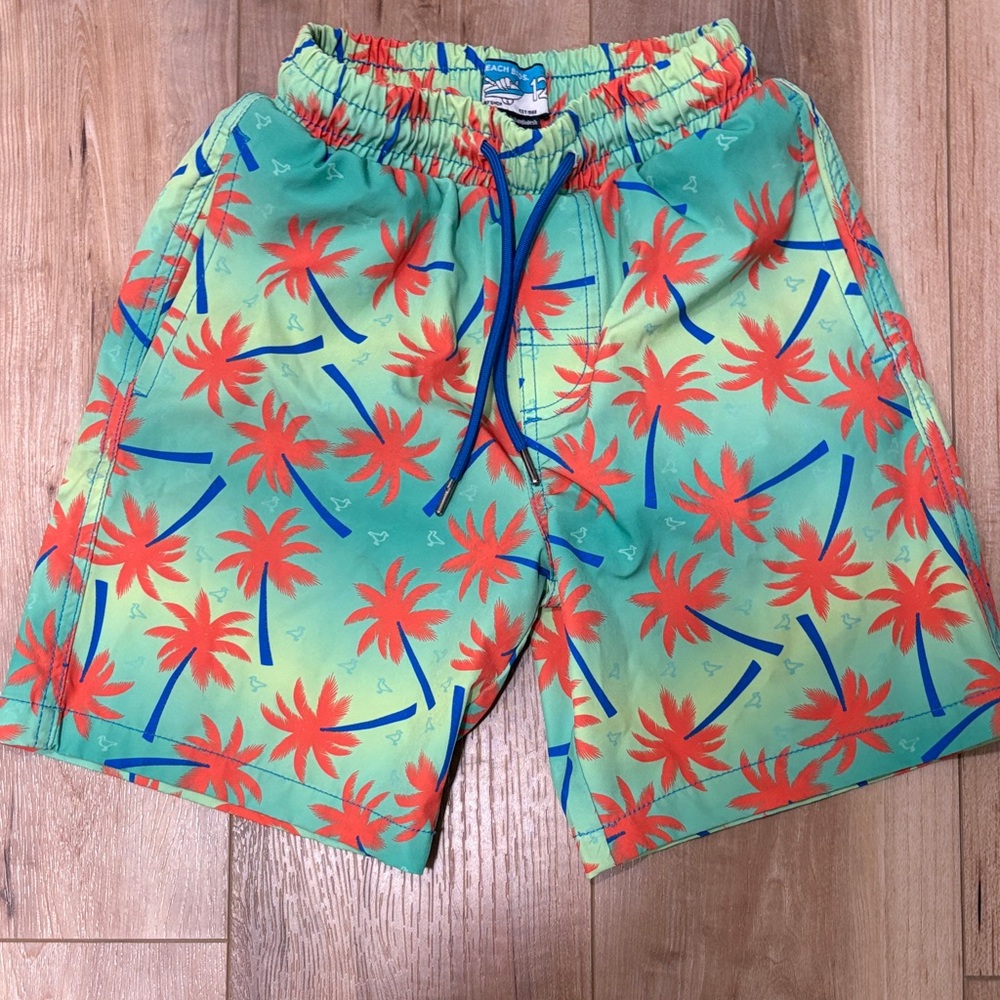 Vibrant Palm Tree Kids Swim Trunks